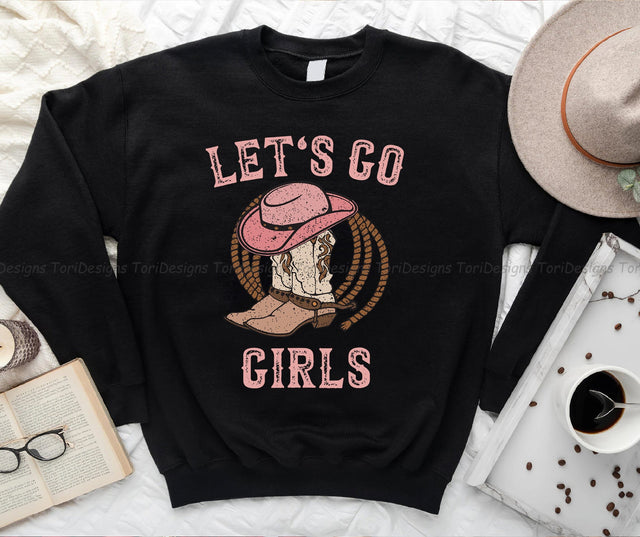 Cowboy Hat Boots Let's Go Girls Western Cowgirls PNG sublimation design Sublimation ToriDesigns 