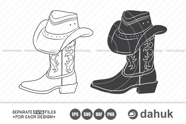 Cowboy hat boots svg, Cowboy hat vector bundle, Cowboy hat boots silhouette, Studio Files for Cricut, Svg, Eps, Dxf, Png, Cricut, Cut File SVG dahukdesign 
