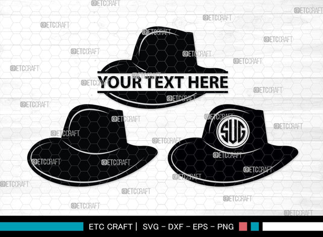 Cowboy Hat Monogram, Cowboy Hat Silhouette, Cowboy Hat SVG, Western Hat Svg, Hat Svg, Cowboy Svg, SB00187 SVG ETC Craft 