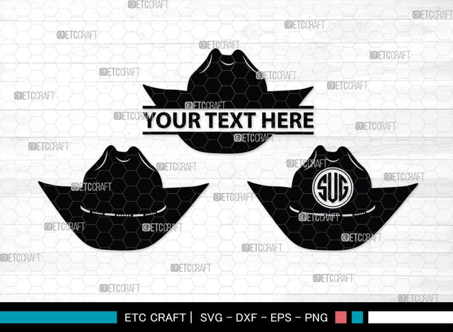 Cowboy Hat Monogram, Cowboy Hat Silhouette, Cowboy Hat SVG, Western Hat Svg, Hat Svg, Cowboy Svg, SB00187 SVG ETC Craft 