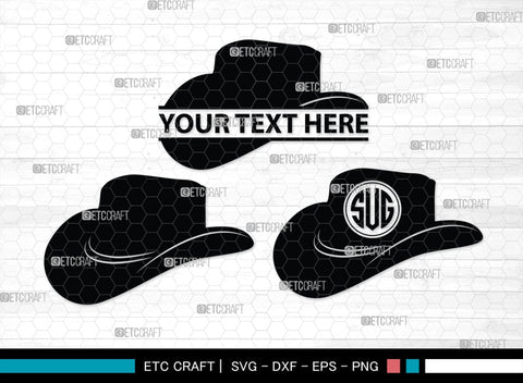 Cowboy Hat Monogram, Cowboy Hat Silhouette, Cowboy Hat SVG, Western Hat Svg, Hat Svg, Cowboy Svg, SB00187 SVG ETC Craft 