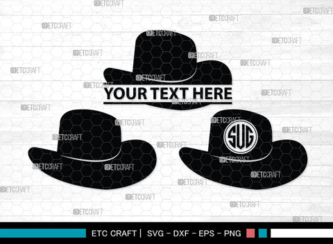 Cowboy Hat Monogram, Cowboy Hat Silhouette, Cowboy Hat SVG, Western Hat Svg, Hat Svg, Cowboy Svg, SB00187 SVG ETC Craft 