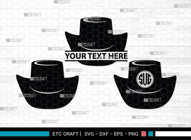 Cowboy Hat Monogram, Cowboy Hat Silhouette, Cowboy Hat SVG, Western Hat Svg, Hat Svg, Cowboy Svg, SB00187 SVG ETC Craft 