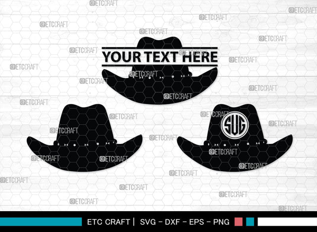 Cowboy Hat Monogram, Cowboy Hat Silhouette, Cowboy Hat SVG, Western Hat Svg, Hat Svg, Cowboy Svg, SB00187 SVG ETC Craft 