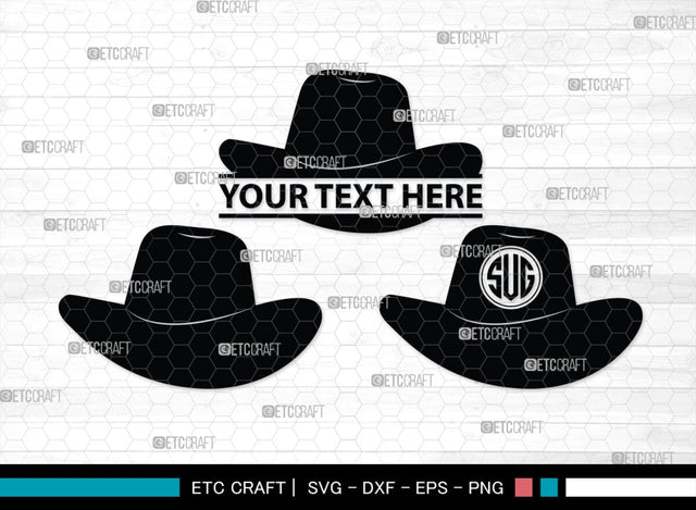 Cowboy Hat Monogram, Cowboy Hat Silhouette, Cowboy Hat SVG, Western Hat Svg, Hat Svg, Cowboy Svg, SB00187 SVG ETC Craft 