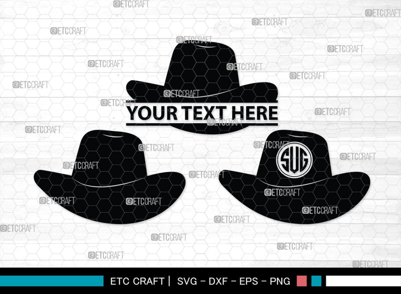 Cowboy Hat Monogram, Cowboy Hat Silhouette, Cowboy Hat SVG, Western Hat Svg, Hat Svg, Cowboy Svg, SB00187 SVG ETC Craft 