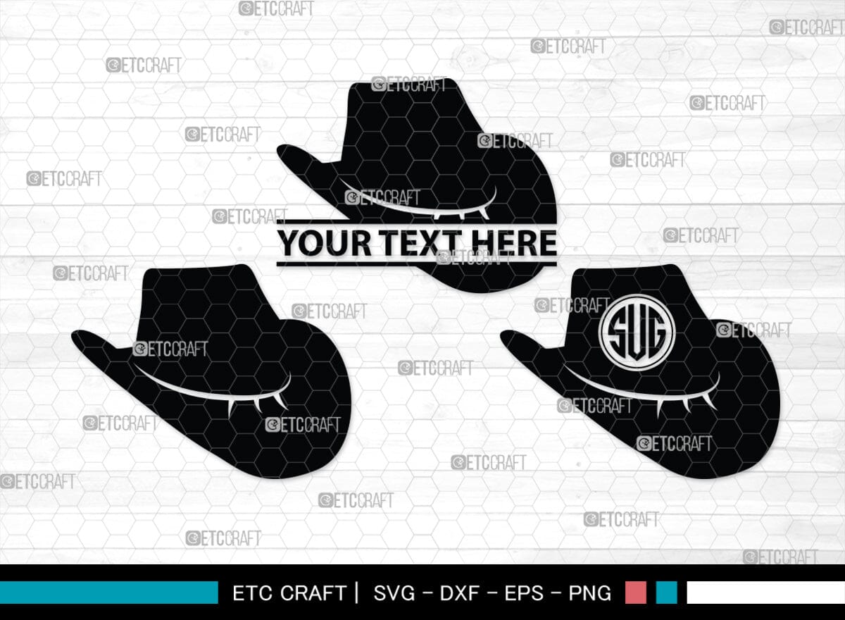 Cowboy Hat Monogram, Cowboy Hat Silhouette, Cowboy Hat SVG, Western Hat ...