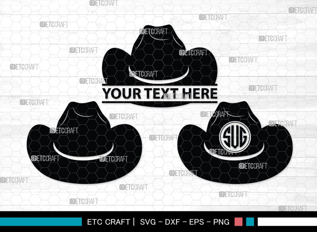 Cowboy Hat Monogram, Cowboy Hat Silhouette, Cowboy Hat SVG, Western Hat ...