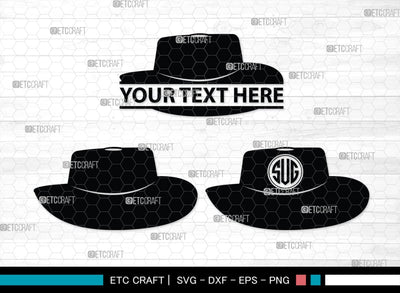 Cowboy Hat Monogram, Cowboy Hat Silhouette, Cowboy Hat SVG, Western Hat Svg, Hat Svg, Cowboy Svg, SB00187 SVG ETC Craft 
