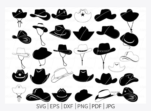Cowboy Hat svg, Country Hat Svg, Cowboy Hat Vector, Cowboy Hat Cricut, Cowboy Hat Silhouette, Cuttable Design, Dxf, Png SVG Dinvect 