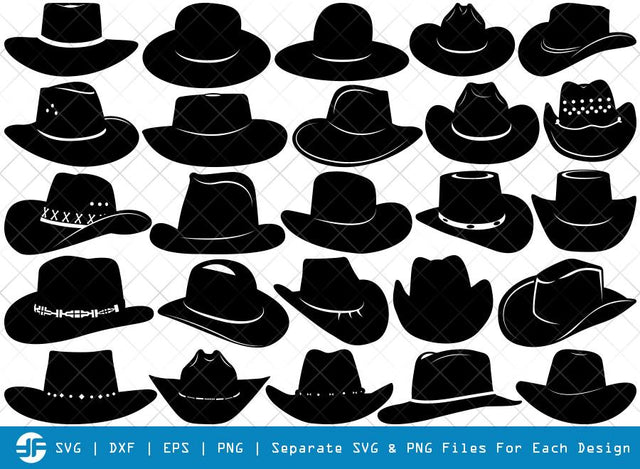 Cowboy Hat SVG Cut Files | Sheriff Hat Silhouette Bundle SVG ETC Craft 