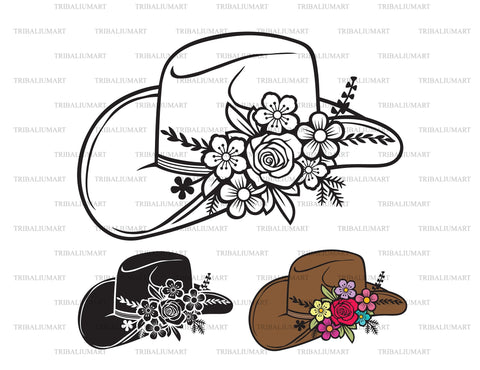 Cowboy hat with flowers SVG TribaliumArtSF 