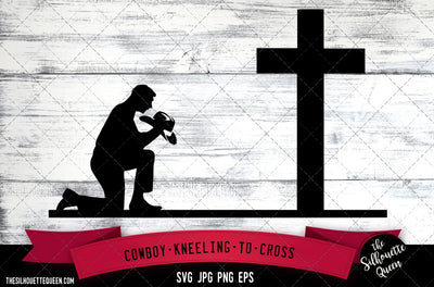 Cowboy kneeling to cross SVG, Praying at Memorial Cross -Vector Art Commercial & Personal Use- Cricut,Silhouette,Cameo,Vinyl Cut SVG Loveleen Kaur 