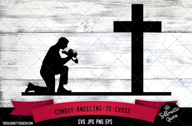 Cowboy kneeling to cross SVG, Praying at Memorial Cross -Vector Art Commercial & Personal Use- Cricut,Silhouette,Cameo,Vinyl Cut SVG Loveleen Kaur 