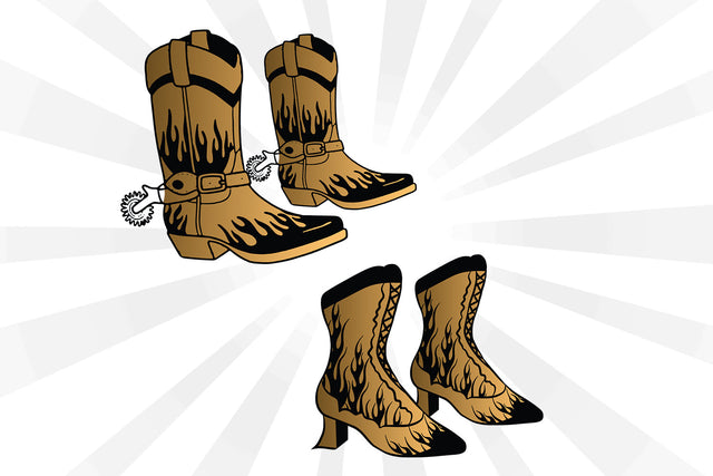 Cowboy Long Boot Set Svg SVG Johan Ru designs 