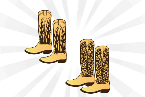 Cowboy Long Boot Set Svg SVG Johan Ru designs 
