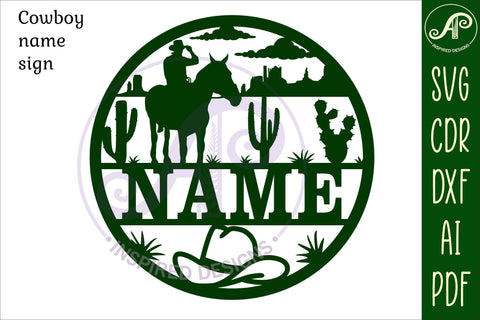 Cowboy name sign svg laser cut template SVG APInspireddesigns 