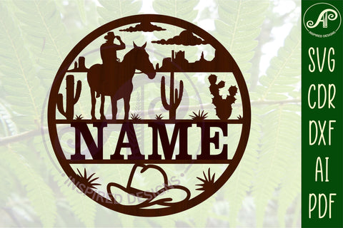 Cowboy name sign svg laser cut template SVG APInspireddesigns 