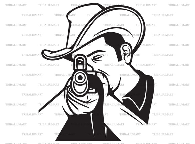 Cowboy shooting a rifle SVG TribaliumArtSF 