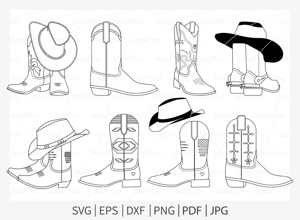 Cowboy Svg, Cowboy Boot Outline, Cowboy boots svg, Cowboy vector ...