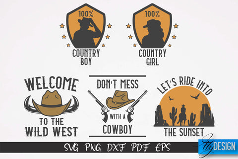 Cowboy & Wild West SVG | Western SVG Design | Cowboy T-Shirt Design v.1 SVG Fly Design 