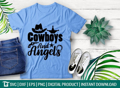 Cowboys And Angels Svg Cut File, His And Hers Svg, Cowboys Svg, Couple Svg, Angels Svg, Tshirt Design, SVG ETC Craft 