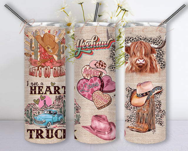 Cowgirl 20 oz Skinny Tumbler Sublimation Design Digital Download PNG Instant DIGITAL ONLY, Rustic Country Girl Tumbler Sublimation PixelChick 