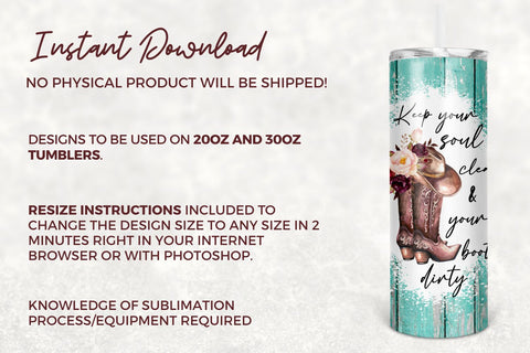 Cowgirl Boots 20oz Skinny Tumbler Sublimation, Country Cowgirl Tumbler Design Seamless, Western Floral Tumbler Wrap - PNG Instant Download Sublimation TumblersByPhill 