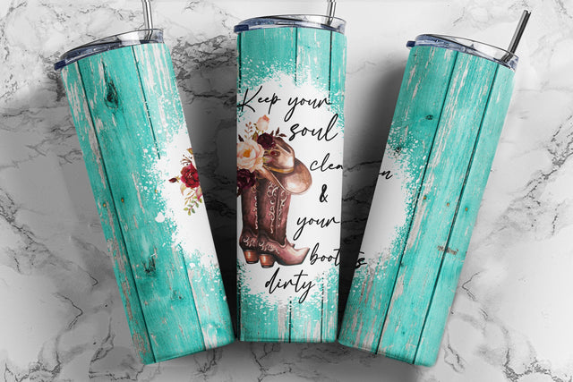 Cowgirl Boots 20oz Skinny Tumbler Sublimation, Country Cowgirl Tumbler Design Seamless, Western Floral Tumbler Wrap - PNG Instant Download Sublimation TumblersByPhill 