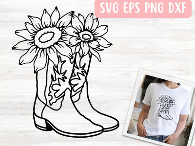 Cowgirl Boots with Flowers SVG File for Cricut or Silhouette, Cowboy Western SVG Vector SVG Apple Grove Designs 