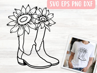 Cowgirl Boots with Flowers SVG File for Cricut or Silhouette, Cowboy Western SVG Vector SVG Apple Grove Designs 