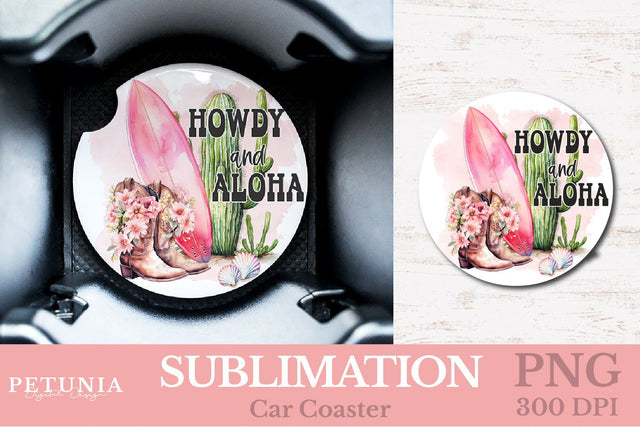Cowgirl Car Coaster PNG | Western Car Coaster Sublimation Sublimation Petunia Digital Design 
