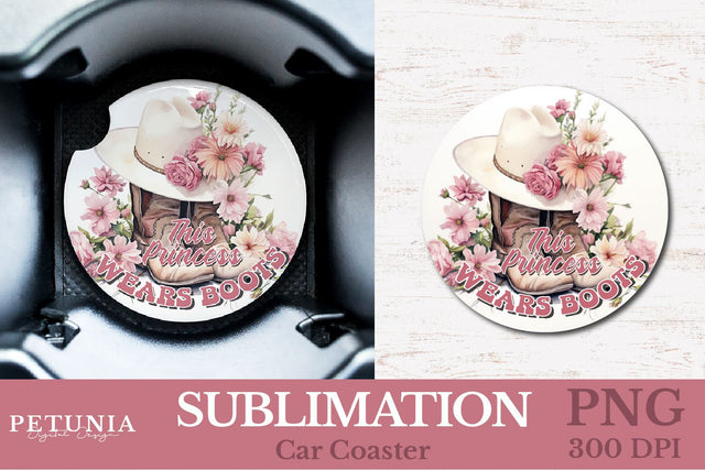Cowgirl Car Coaster PNG | Western Car Coaster Sublimation Sublimation Petunia Digital Design 