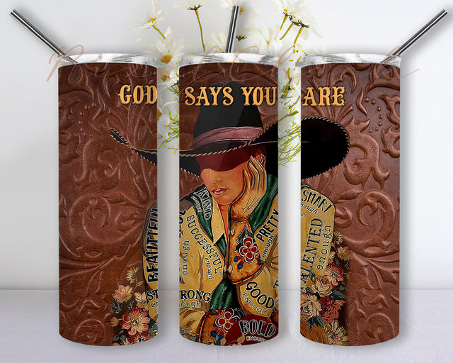 Cowgirl Faith 20oz Skinny Tumbler Sublimation, Country Cowgirl Tumbler Design Seamless, Western Floral Tumbler Wrap - PNG Instant Download Sublimation PixelChick 