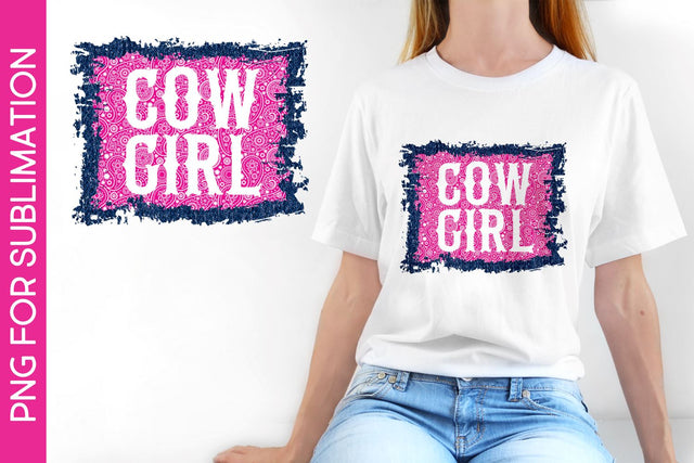 Cowgirl in Pink Paisley Sublimation Design in PNG format Sublimation Digital Clipart Deals 