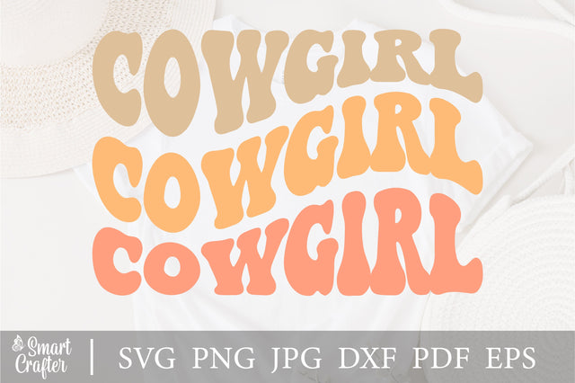 Cowgirl svg, wavy style svg, EPS PNG Cricut Instant Download SVG Fauz 