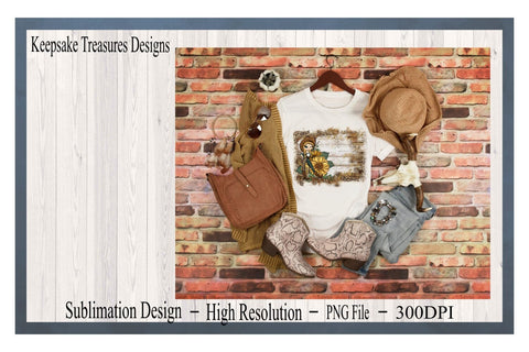 Cowgirl With Her Sunflower, Sublimation Background Design, Add Your Own Text, Leopard and Wood Print, Digital Download, PNG Printable Sublimation Keepsake Treasures Designs LLC. 