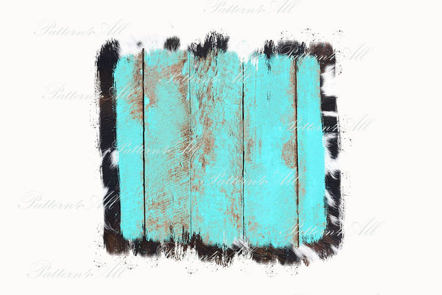 Cowhide and Turquoise Wood Sublimation Background, Shabby Distressed, Rustic Cow Spots Graphic,Country print texture,Distressed Sublimation Sublimation ArtStudio 
