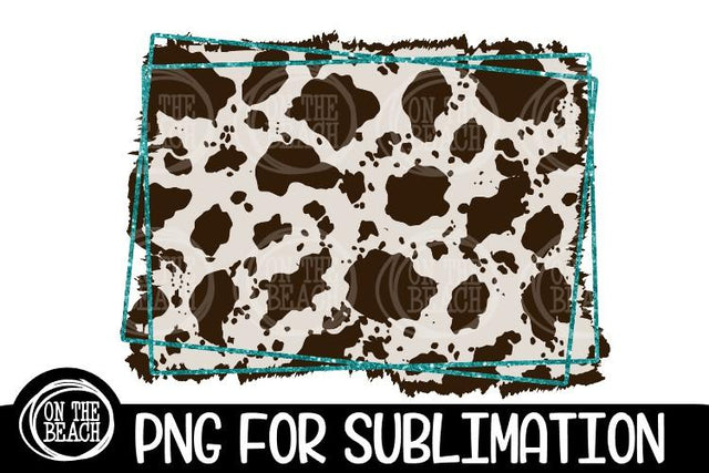 Cowhide Framed Background - Turquoise Glitter - Sublimation Sublimation On the Beach Boutique 