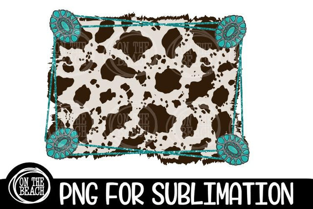 Cowhide Framed Background - Turquoise Glitter - Sublimation Sublimation On the Beach Boutique 