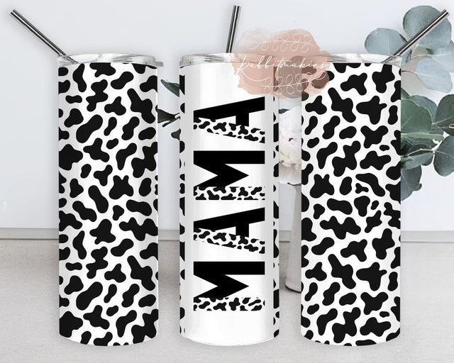 Cowhide Mama 20oz Skinny Tumbler, Cow Print Tumbler Wrap, Mama Tumbler Png, Mother's Day Gift, Mama Tumbler Template, Instant Download Sublimation Rabbitmakies 