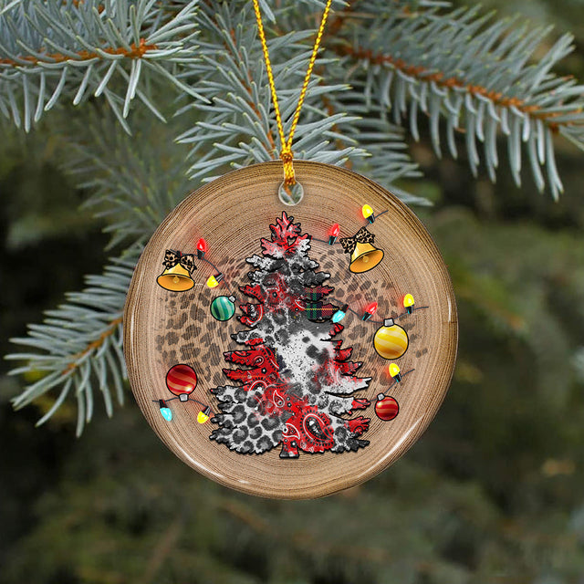 Cowhide Xmas Tree Wood Slice Ornament Png, Western Christmas Ornament Png, Round Christmas Ornament, Christmas Ornament Sublimation Download Sublimation CaldwellArt 