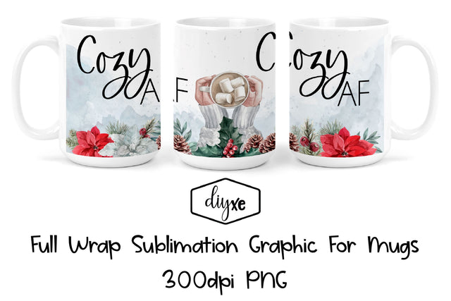Cozy AF | Christmas Sublimation Mug Sublimation DIYxe Designs 
