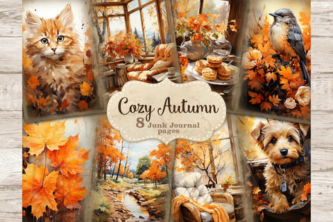 Cozy Autumn Junk Journal Page | Fall Printable Paper SVG GlamArtZhanna 