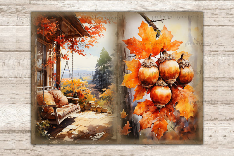 Cozy Autumn Junk Journal Page | Fall Printable Paper - So Fontsy