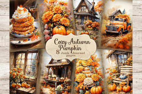 Cozy Autumn Junk Journal Paper | Pumpkin Printable Paper SVG GlamArtZhanna 