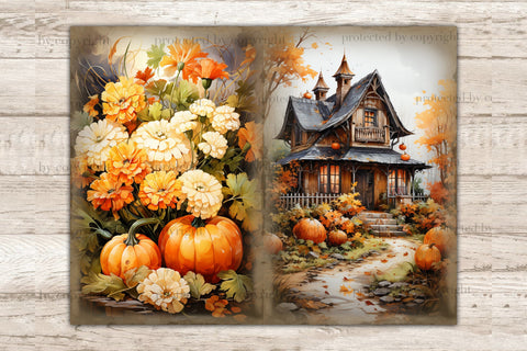 Cozy Autumn Junk Journal Paper | Pumpkin Printable Paper SVG GlamArtZhanna 