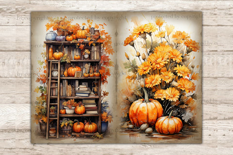 Cozy Autumn Junk Journal Paper | Pumpkin Printable Paper SVG GlamArtZhanna 