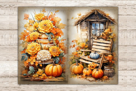 Cozy Autumn Junk Journal Paper | Pumpkin Printable Paper SVG GlamArtZhanna 