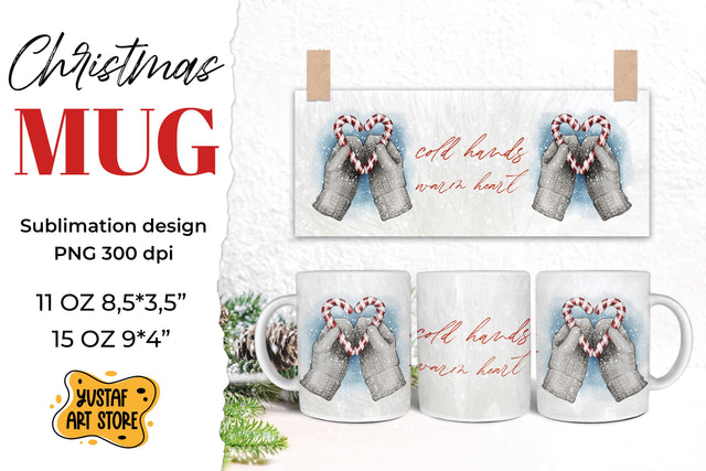 Cozy Christmas mug sublimation "Cold hands warm heart" Sublimation Yustaf Art Store 